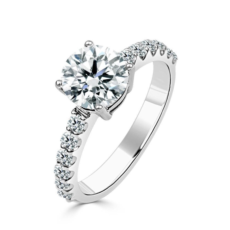 Solitario Oro Blanco Diamante Creado con Central con 1,92 CT | B&Couple