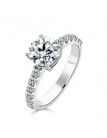 Solitario Oro Blanco Diamante Creado con Central con 1,92 CT | B&Couple