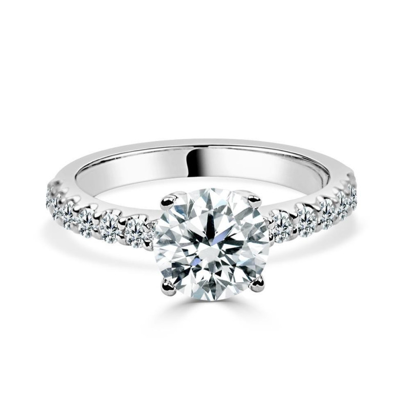Solitario Oro Blanco Diamante Creado con Central con 1,92 CT | B&Couple