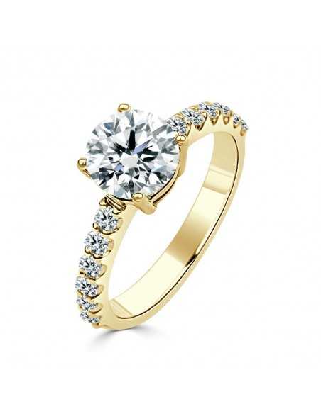 Solitario Oro Amarillo Diamante Creado con Central con 1,92 CT  | B&Couple