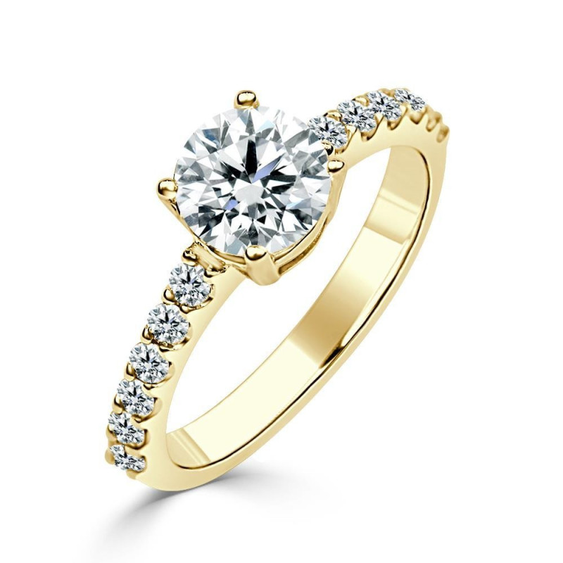 Solitario Oro Amarillo Diamante Creado con Central con 1,30 CT| B&Couple