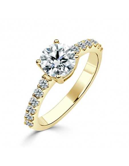 Solitario Oro Amarillo Diamante Creado con Central con 1,30 CT| B&Couple