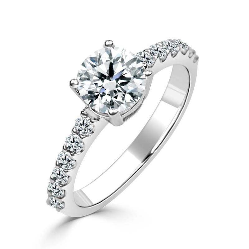 Solitario Oro Blanco Diamante Creado con Central con 1,30 CT | B&Couple