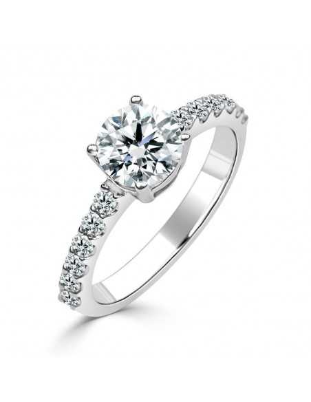 Solitario Oro Blanco Diamante Creado con Central con 1,30 CT | B&Couple