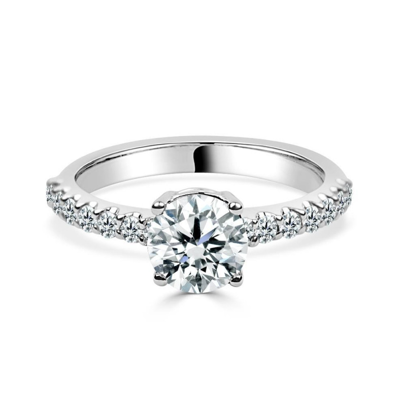 Solitario Oro Blanco Diamante Creado con Central con 1,30 CT | B&Couple