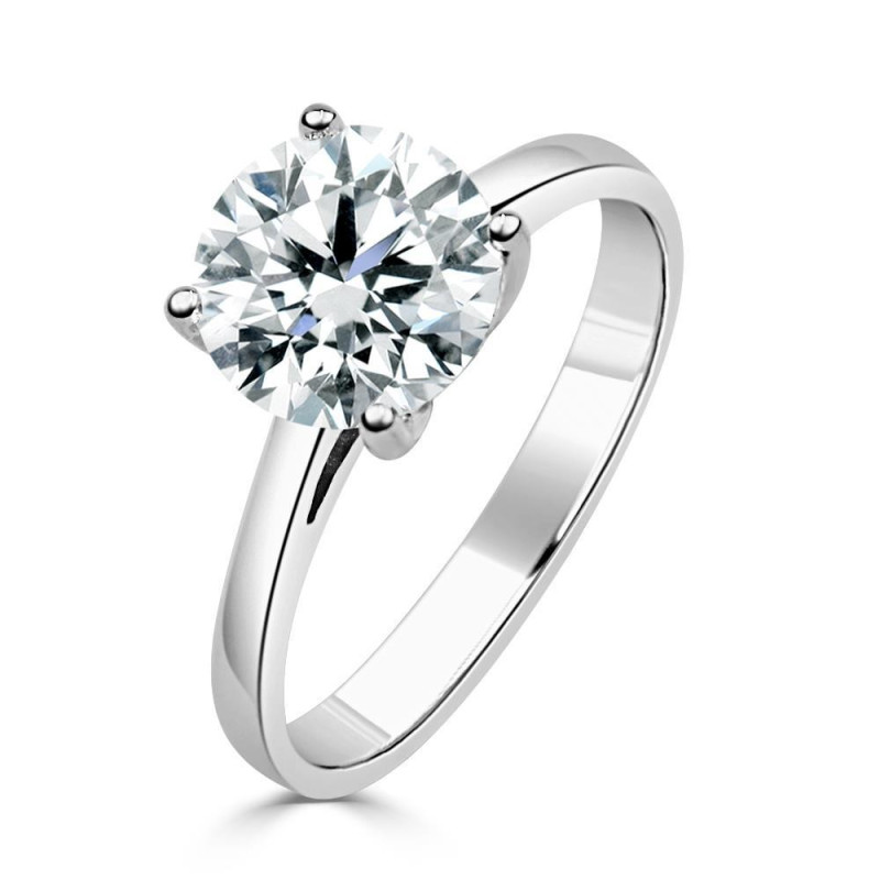 Solitario Oro Blanco 4 Garras Diamante Creado de 2,00 CT | B&Couple