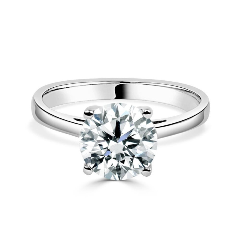 Solitario Oro Blanco 4 Garras Diamante Creado de 2,00 CT | B&Couple