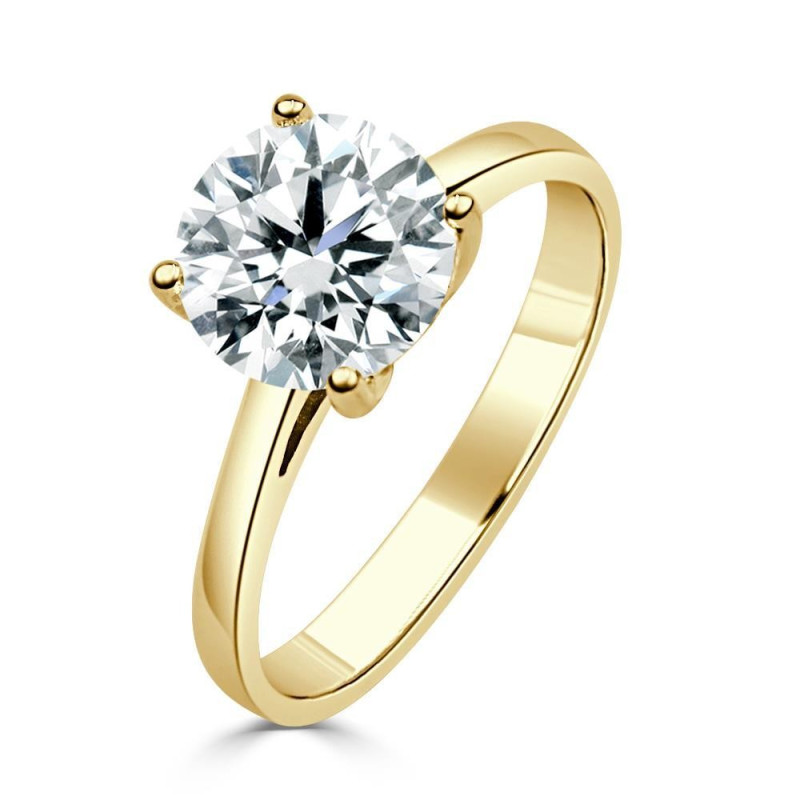 Solitario Oro Amarillo 4 Garras Diamante Creado de 2,00 CT | B&Couple