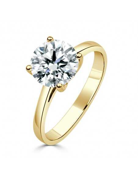 Solitario Oro Amarillo 4 Garras Diamante Creado de 2,00 CT | B&Couple