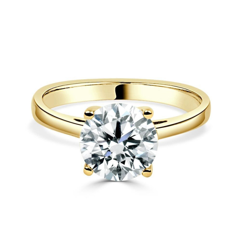 Solitario Oro Amarillo 4 Garras Diamante Creado de 2,00 CT | B&Couple