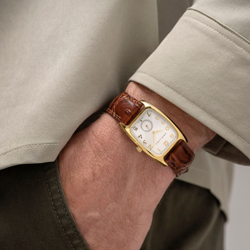 Reloj Hamilton Boulton Quartz H13431553 | Estilo rectangular dorado clásico | B&Couple