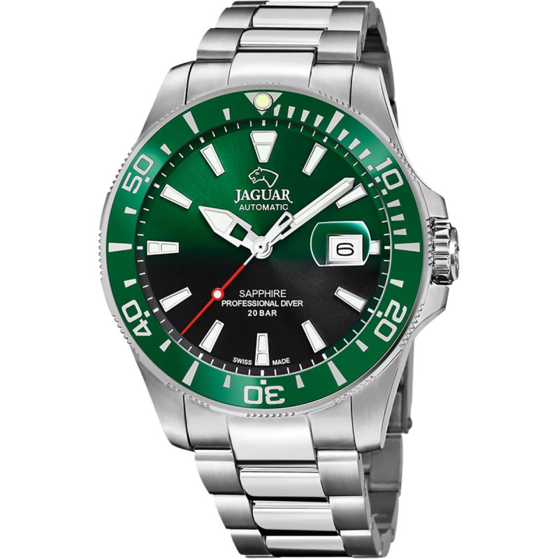 Reloj Jaguar Swiss Made Diver J886/6 | Automático, 200 m, Esfera Verde | B&Couple