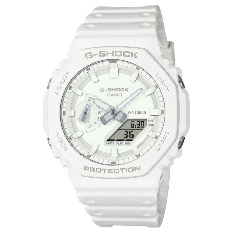Reloj Casio G-Shock GA-2100-7A7ER | Diseño octogonal blanco | B&Couple