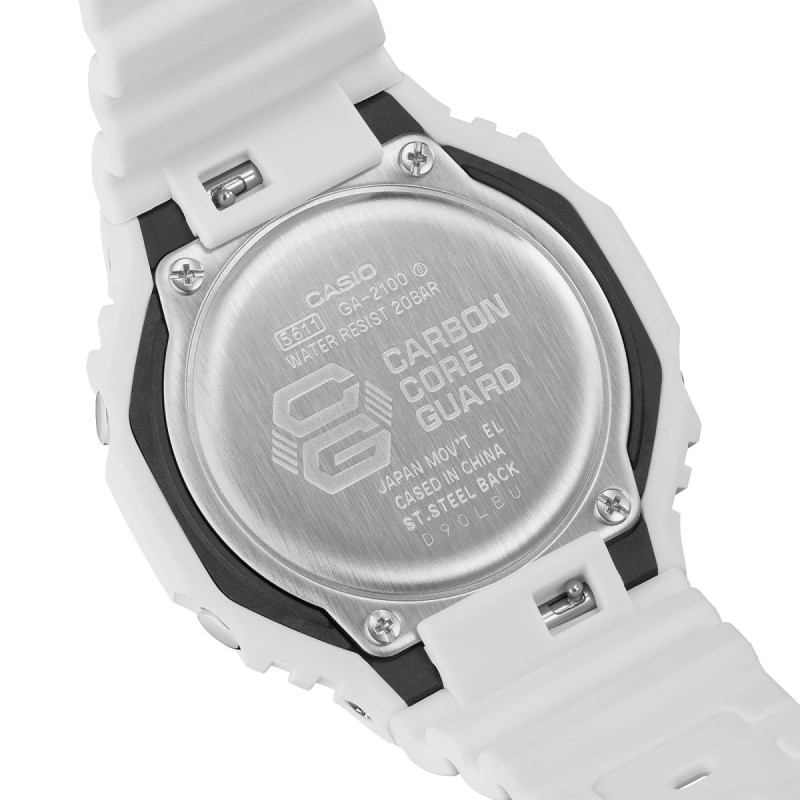 Reloj Casio G-Shock GA-2100-7A7ER | Diseño octogonal blanco | B&Couple