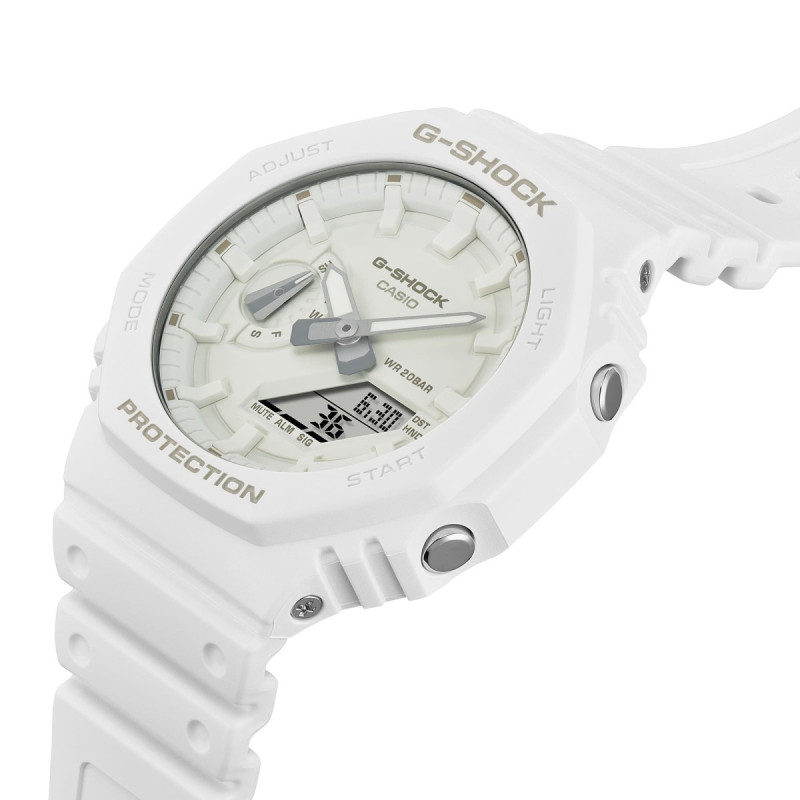 Reloj Casio G-Shock GA-2100-7A7ER | Diseño octogonal blanco | B&Couple