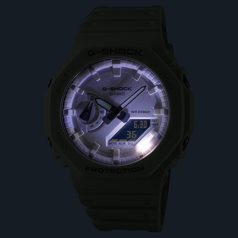 Reloj Casio G-Shock GA-2100-7A7ER | Diseño octogonal blanco | B&Couple