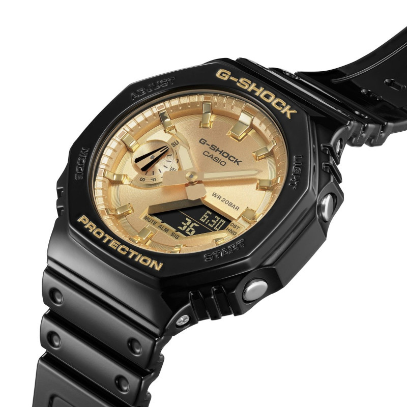 Reloj Casio G-Shock GA-2100GB-1AER | Negro con detalles dorados | B&Couple