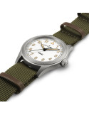 Reloj Hamilton Khaki Field Quartz 38 mm H69401910 | Cuarzo suizo, esfera blanca y correa NATO verde | Joyería Bellido