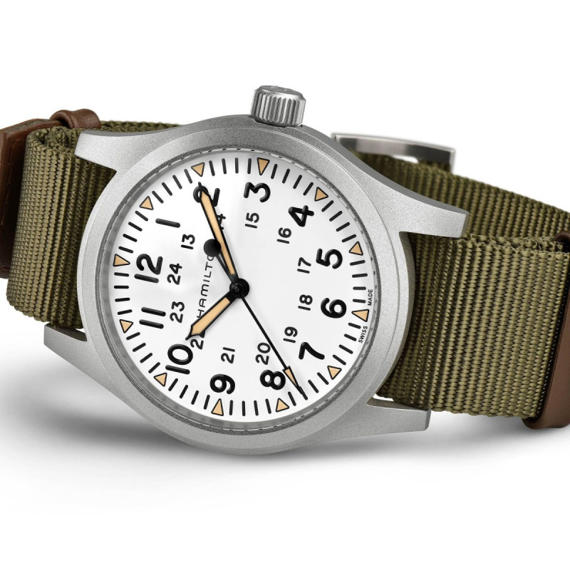 Reloj Hamilton Khaki Field Mechanical H69529913 | Mecánico 42 mm clásica esfera blanca | Joyería Bellido