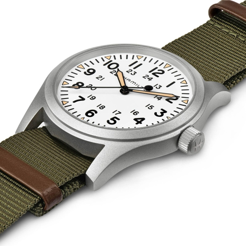 Reloj Hamilton Khaki Field Mechanical H69529913 | Mecánico 42 mm clásica esfera blanca | Joyería Bellido