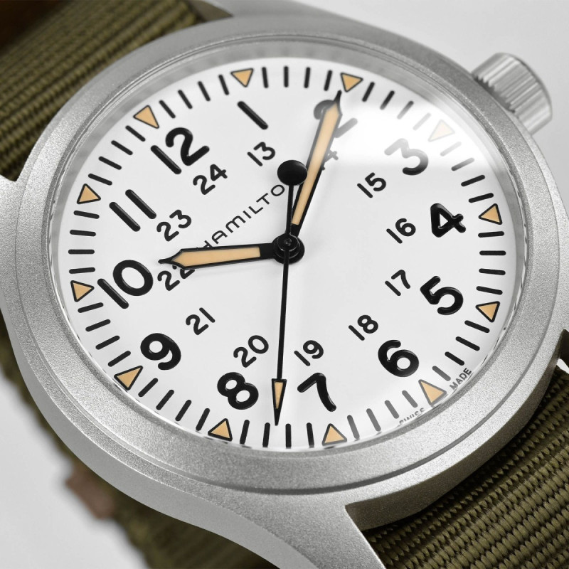 Reloj Hamilton Khaki Field Mechanical H69529913 | Mecánico 42 mm clásica esfera blanca | Joyería Bellido