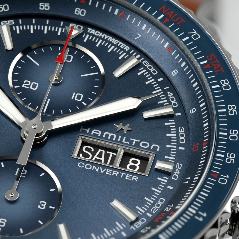 Reloj Hamilton Khaki Aviation Converter Auto Chrono H76746140 | Cronógrafo automático azul  | Joyería Bellido