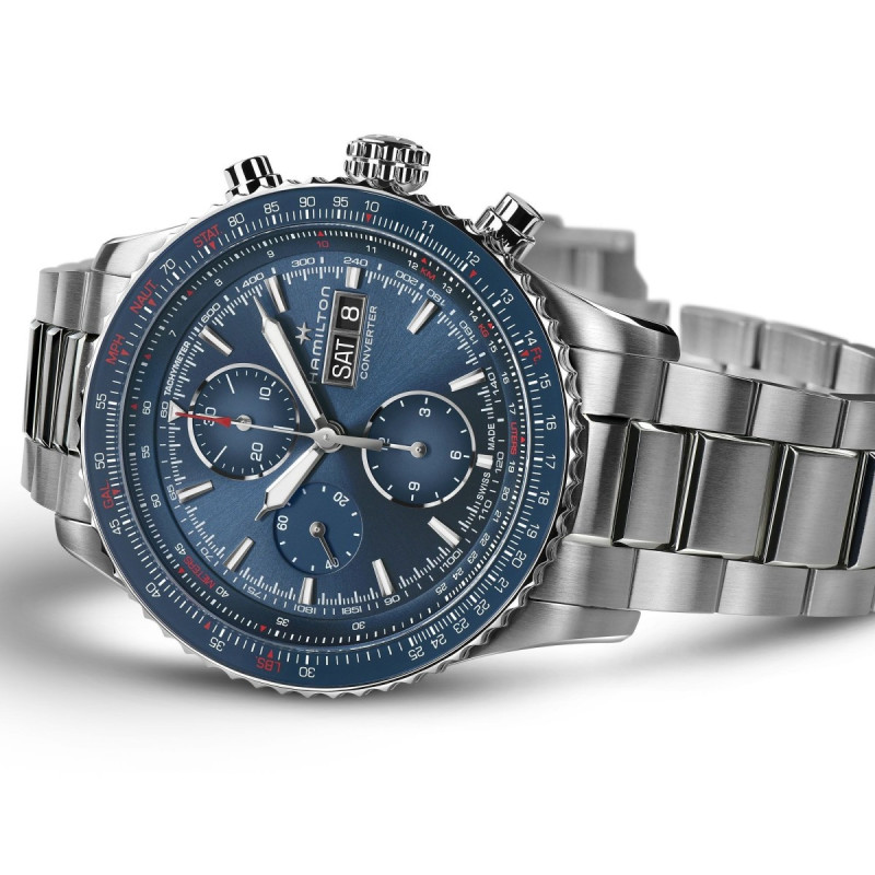 Reloj Hamilton Khaki Aviation Converter Auto Chrono H76746140 | Cronógrafo automático azul  | Joyería Bellido