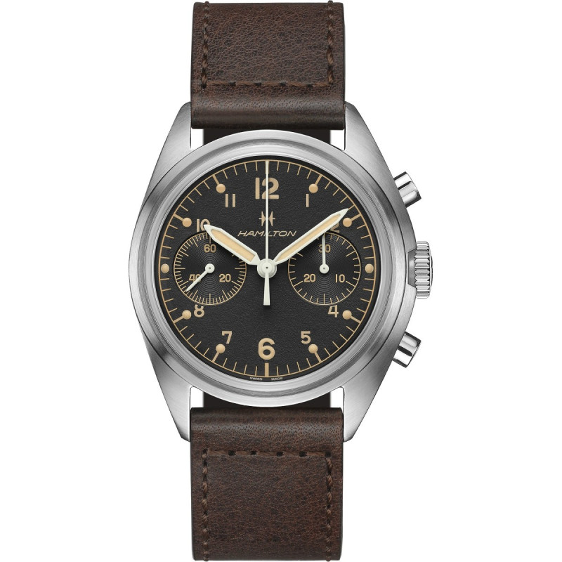 Reloj Hamilton Khaki Aviation Pilot Pioneer Mechanical Chrono H76409530 | Cronógrafo mecánico negro 40 mm | Joyería Bellido