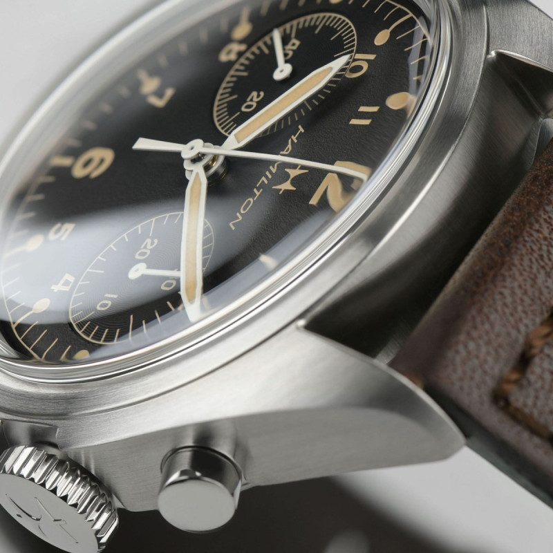 Reloj Hamilton Khaki Aviation Pilot Pioneer Mechanical Chrono H76409530 | Cronógrafo mecánico negro 40 mm | Joyería Bellido