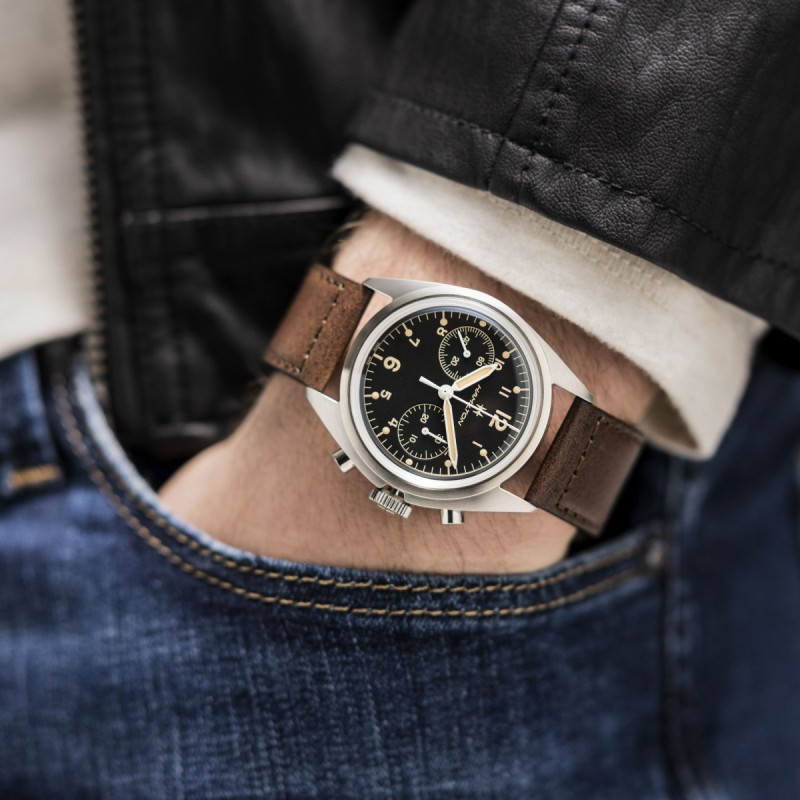 Reloj Hamilton Khaki Aviation Pilot Pioneer Mechanical Chrono H76409530 | Cronógrafo mecánico negro 40 mm | Joyería Bellido