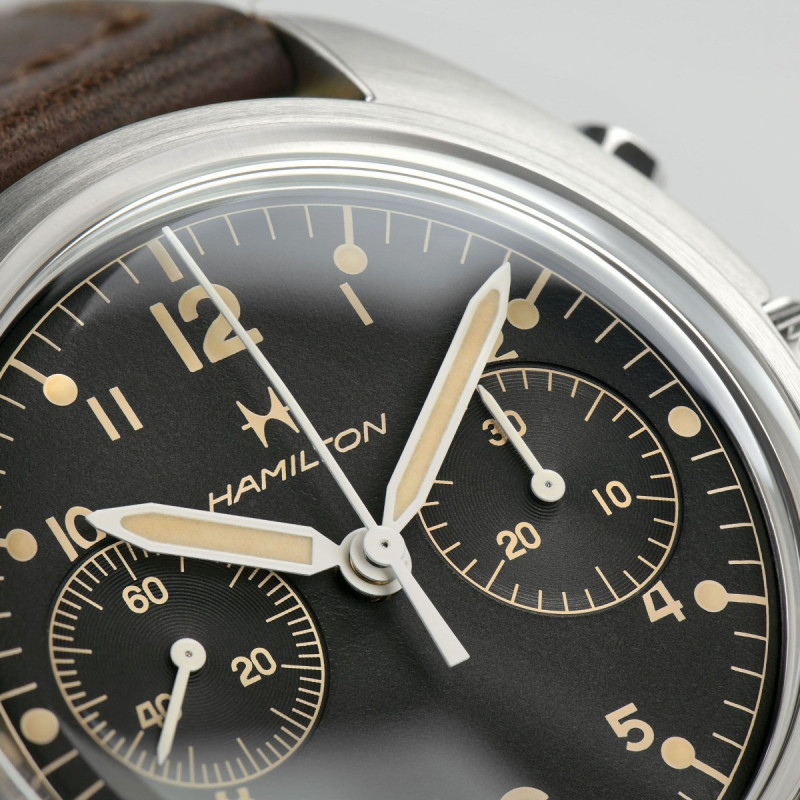 Reloj Hamilton Khaki Aviation Pilot Pioneer Mechanical Chrono H76409530 | Cronógrafo mecánico negro 40 mm | Joyería Bellido
