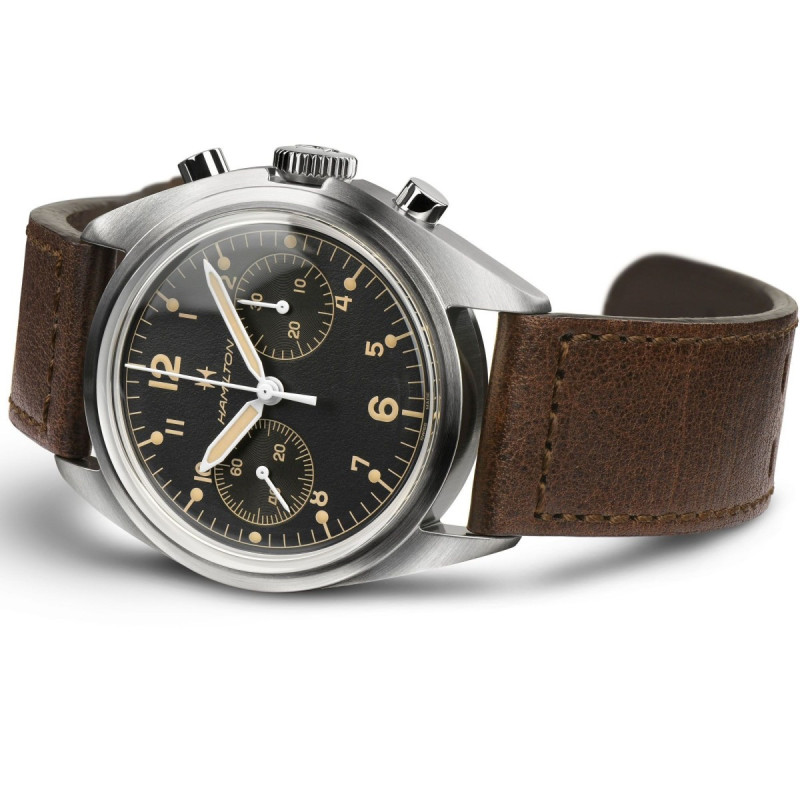 Reloj Hamilton Khaki Aviation Pilot Pioneer Mechanical Chrono H76409530 | Cronógrafo mecánico negro 40 mm | Joyería Bellido
