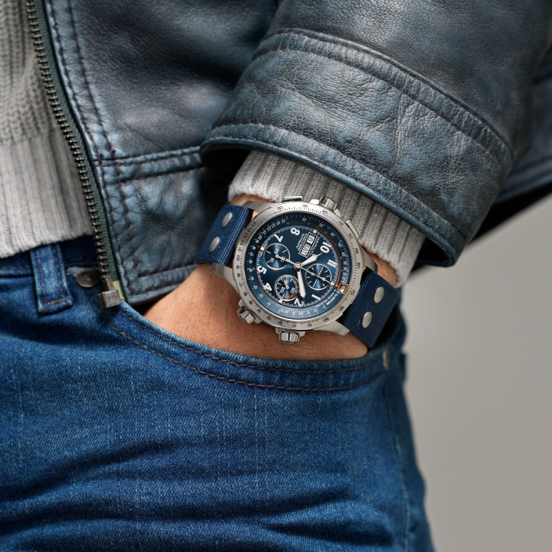 Reloj Hamilton Khaki Aviation X-Wind H77906940 | Cronógrafo automático azul 45 mm | Joyería Bellido