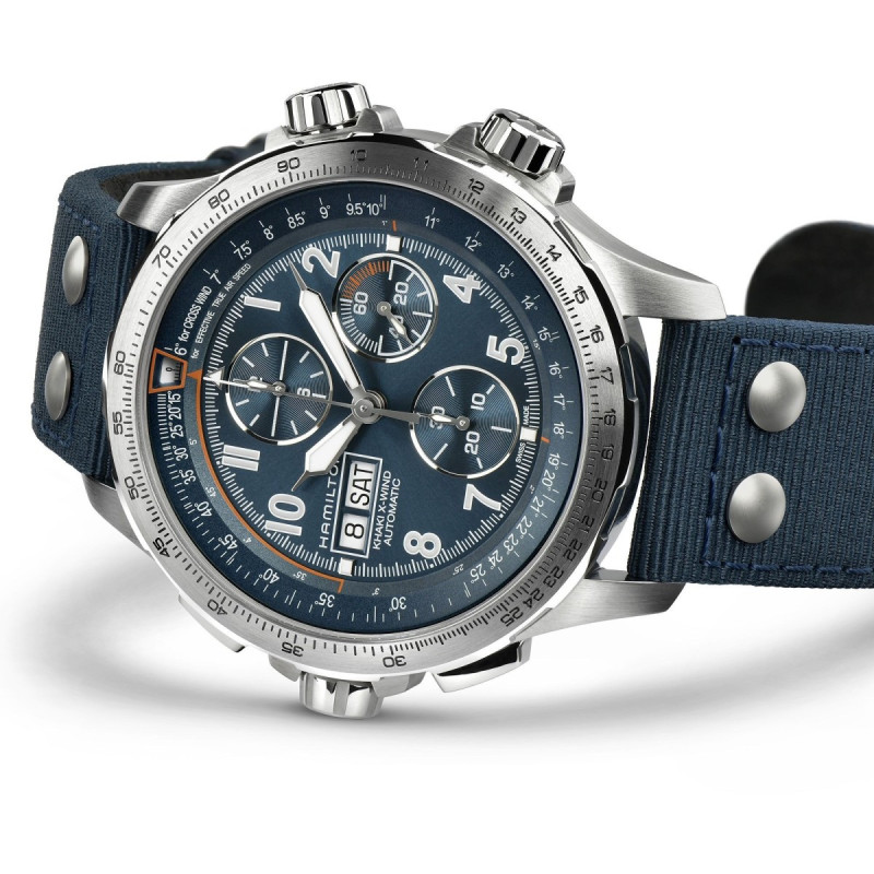 Reloj Hamilton Khaki Aviation X-Wind H77906940 | Cronógrafo automático azul 45 mm | Joyería Bellido
