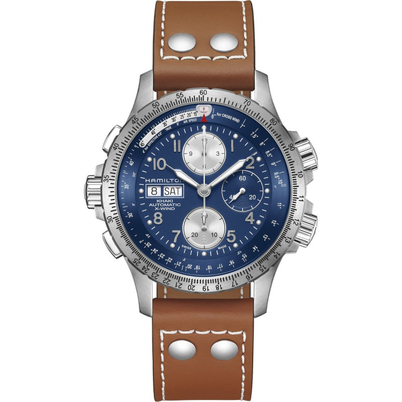 Reloj Hamilton Khaki Aviation X-Wind Auto Chrono H77506540 | Cronógrafo automático esfera azul 44 mm | Joyería Bellido