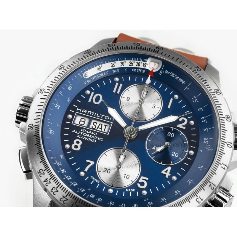 Reloj Hamilton Khaki Aviation X-Wind Auto Chrono H77506540 | Cronógrafo automático esfera azul 44 mm | Joyería Bellido