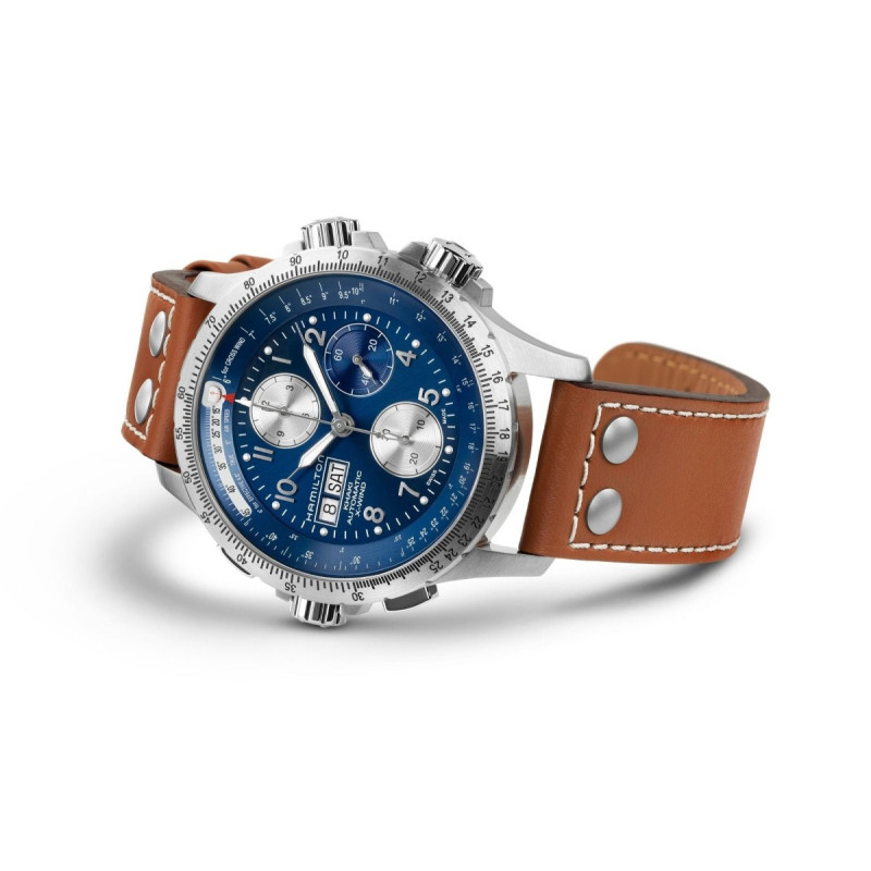 Reloj Hamilton Khaki Aviation X-Wind Auto Chrono H77506540 | Cronógrafo automático esfera azul 44 mm | Joyería Bellido
