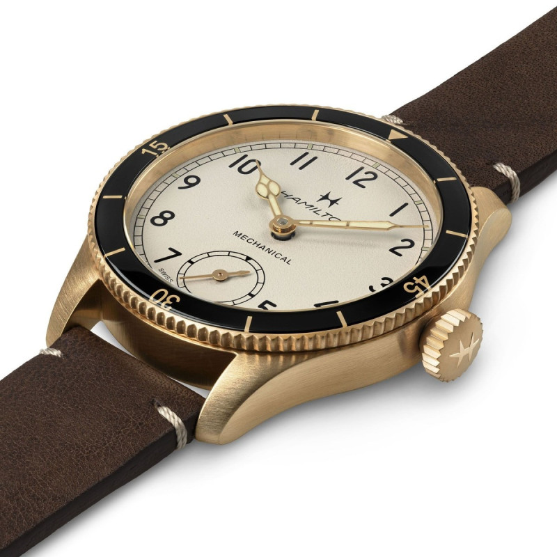 Reloj Hamilton Khaki Aviation Pilot Pioneer Bronce 43 mm H76709510  | Mecánico 50 h Reserva | Joyería Bellido