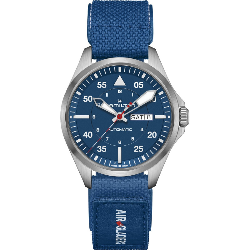 Reloj Hamilton Khaki Aviation Pilot Day Date Auto H64655941 | Automático, titanio y esfera azul | Joyería Bellido