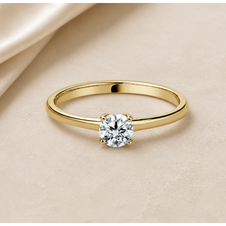 Solitario oro amarillo de cuatro garras · diamante creado 0,30 ct | Joyería Bellido