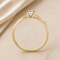 Solitario oro amarillo de cuatro garras · perfil del engaste, diamante creado 0,30 ct | Joyería Bellido