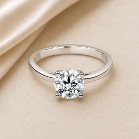 Solitario oro blanco de cuatro garras · diamante creado 1,00 ct | Joyería Bellido