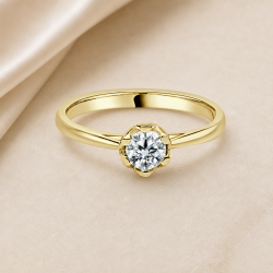 Solitario oro amarillo de seis garras · diamante creado 0,30 ct | Joyería Bellido