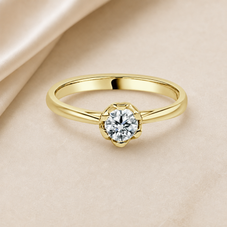 Solitario oro amarillo de seis garras · diamante creado 0,30 ct | Joyería Bellido