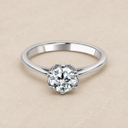 Solitario oro blanco de seis garras · diamante creado 0,70 ct | Joyería Bellido