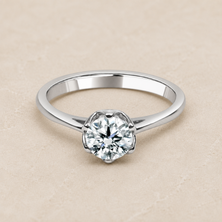 Solitario oro blanco de seis garras · diamante creado 0,70 ct | Joyería Bellido