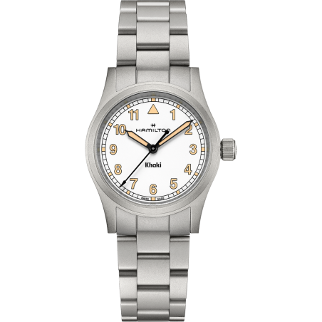 Hamilton Khaki Field Cuarzo 33mm Esfera blanca Brazalete de acero H69301110