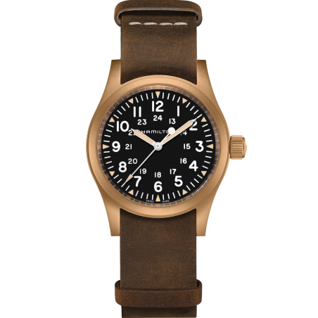 Hamilton Khaki Field Bronce Cuerda Manual 38mm Esfera negra H69459530