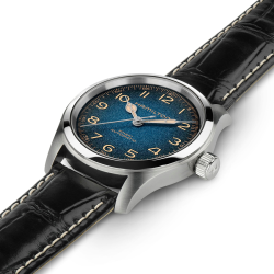 Hamilton Khaki Field Murph Auto 38mm Esfera azul Correa de piel H70405740 - correa extendida
