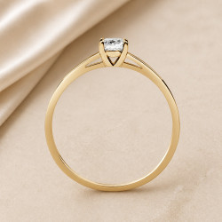 Solitario oro amarillo de cuatro garras · perfil del engaste, diamante natural 0,30 ct | Joyería Bellido